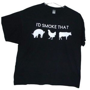 I'D SMOKE THAT Mens T-Shirt 2XL Black White 2x 2xl pig chicken cow 2x xxl